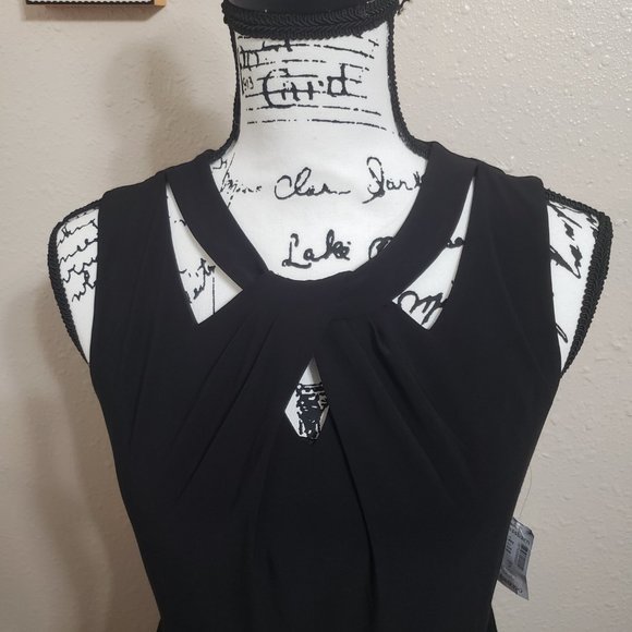 Black dress Cutout neck by Jones Studio Size 2 NWT - Picture 2 of 8